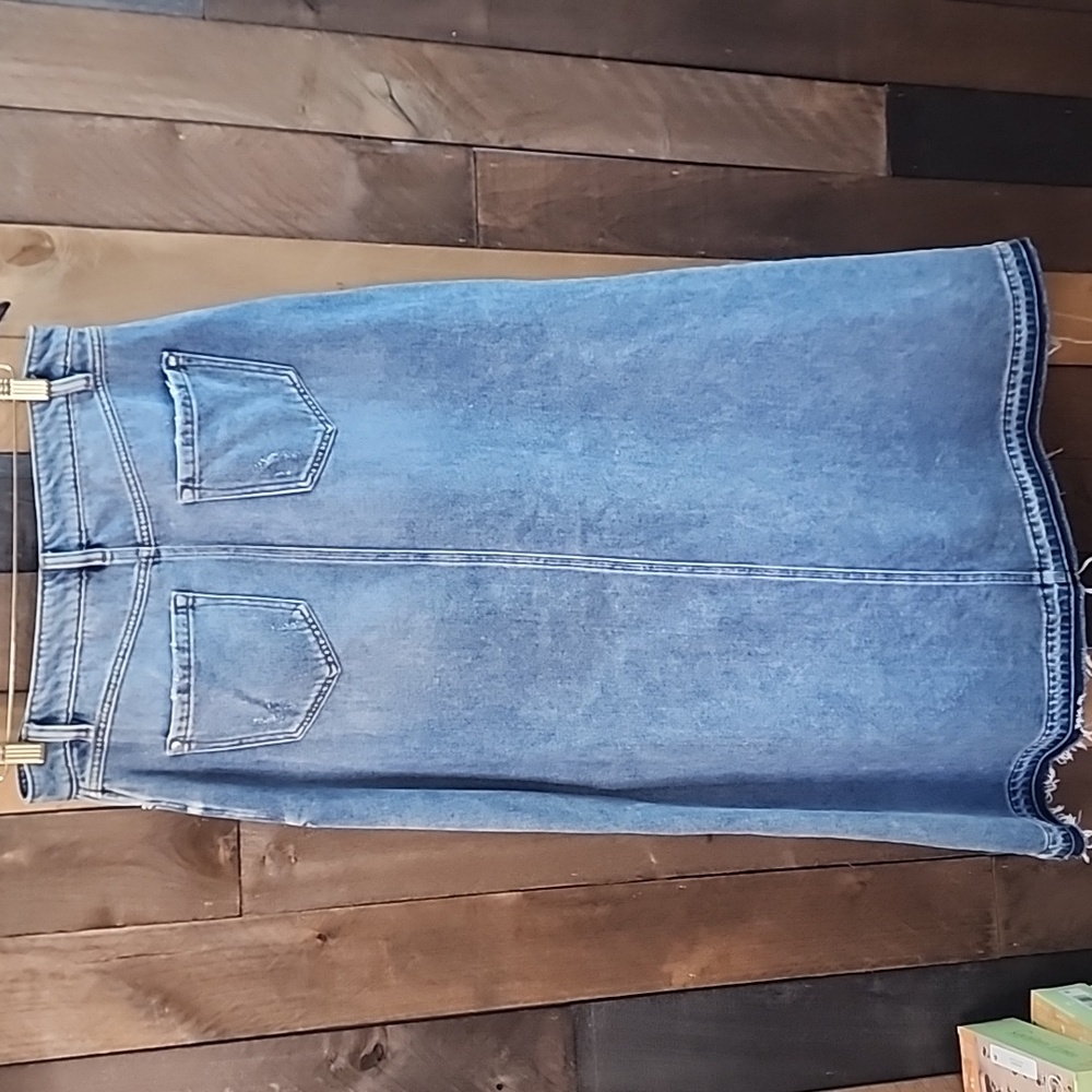 INC Skirt Blue cotton Denim Maxi skirt Womens Size 10 - Picture 6 of 6